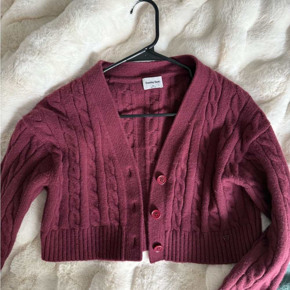 Sunday Best Cable Knit Cardigan Crop Sweater